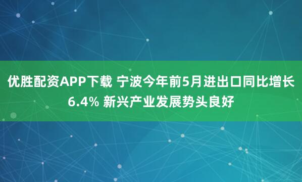 优胜配资APP下载 宁波今年前5月进出口同比增长6.4% 新兴产业发展势头良好